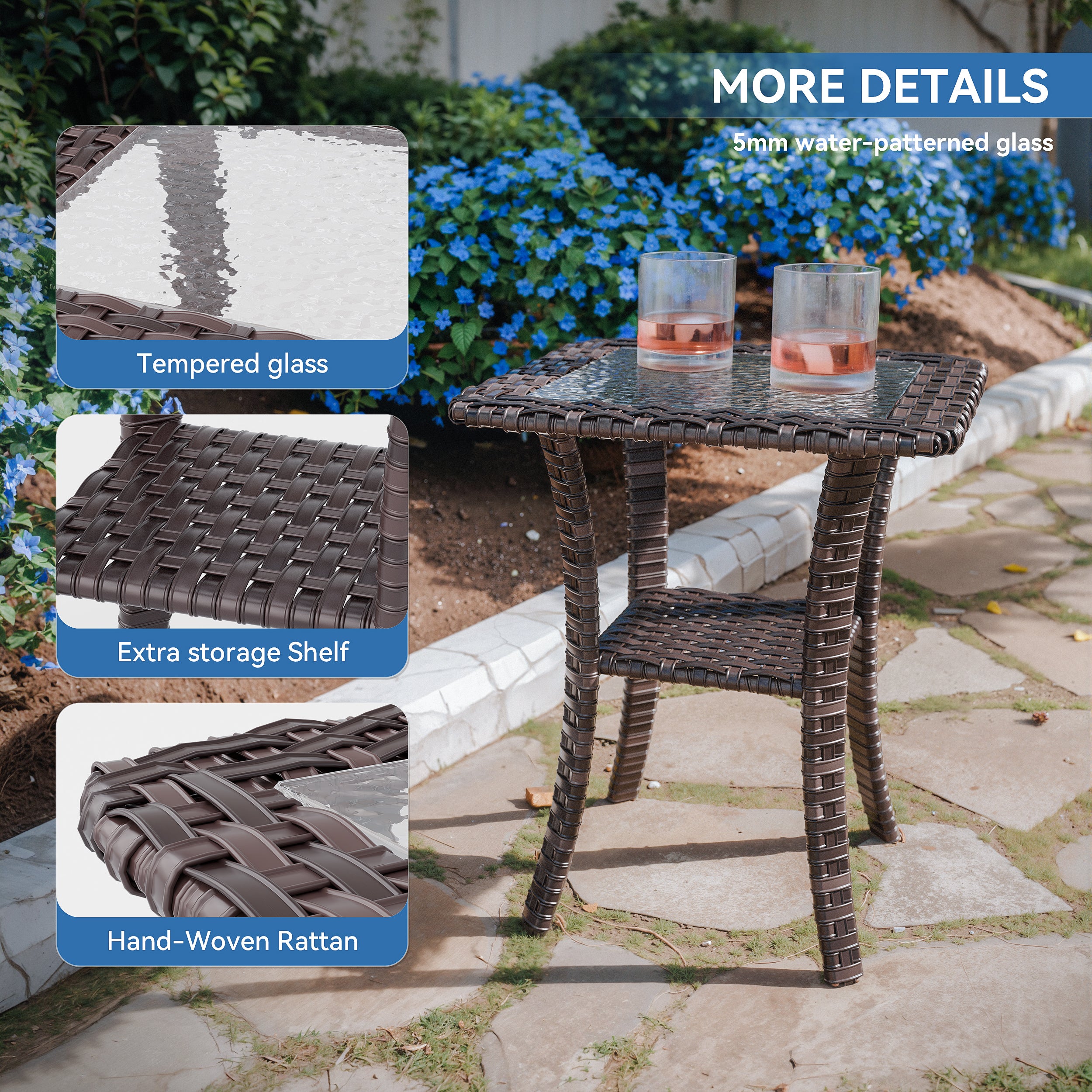 3-Seat Modern Outdoor Furniture Set - Weatherproof Woven Rattan Patio Furniture Set with High Back, Thick Cushions & Coffee Table for Porch, Backyard